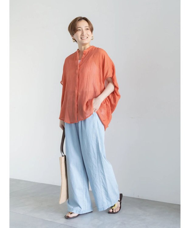 Te chichi 【7色展開】シャンブレーボイルドルマンシャツ テラコッタ