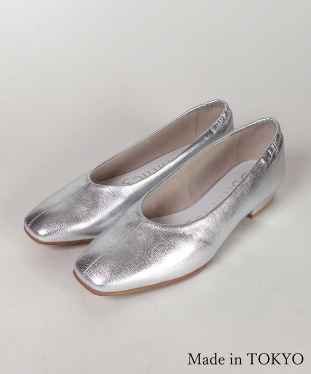 Dominic3 シープレザー バックゴムソフトパンプス シルバー