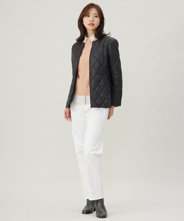 J.PRESS LADIES 【洗える】スパンライクナイロンタッサー フーデット コート ブラック系