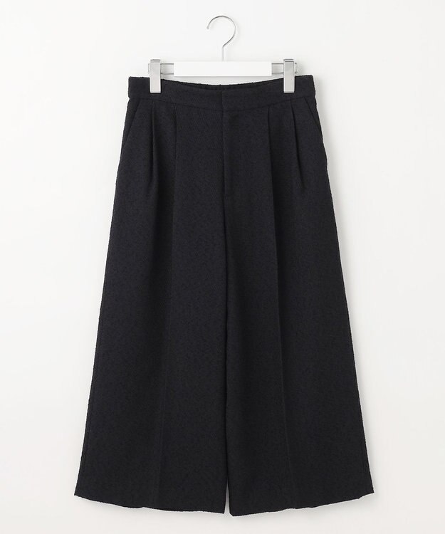 自由区 L 【17号サイズまで展開・SHIHOさん着用】ブライトリングツイード2タッククロップド パンツ ネイビー