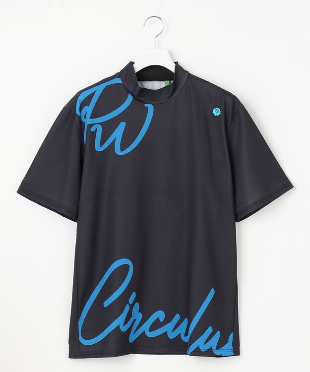 PW CIRCULUS 【吸水速乾 / 伸縮性抜群】【MEN】筆記体ロゴ COOLベンチレーションモック T ブラック系
