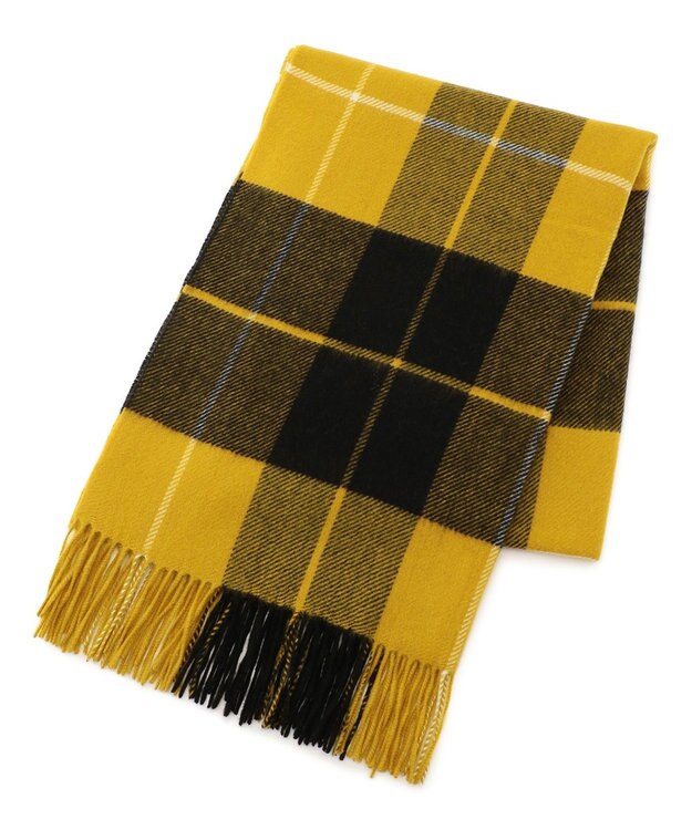 23区 カシミヤ チェック ストール イエロー系