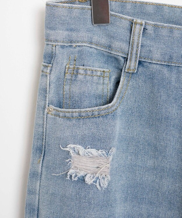 WEGO ダメージレギュラーデニム デニム淡色