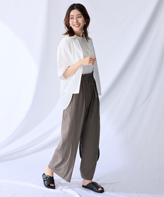 ANY 【接触冷感/UVカット/抗菌防臭/速乾】エニィファンクション半袖シャツブラウス ホワイト