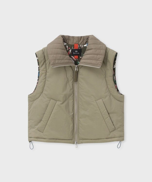 Paul Smith タフタ スタンドカラー ベスト グレイッシュベージュ