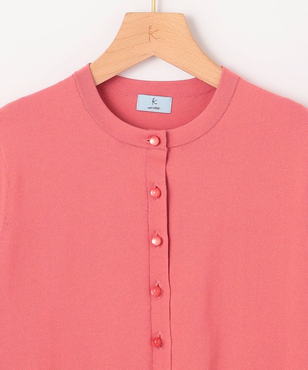 組曲 【洗える・6色展開】CANDYボタン 半袖カーディガン インカローズ系