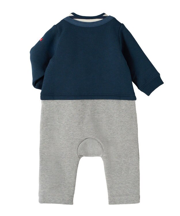 MIKI HOUSE HOT BISCUITS 【70-80cm】カーディガン重ね着風 カバーオール 紺