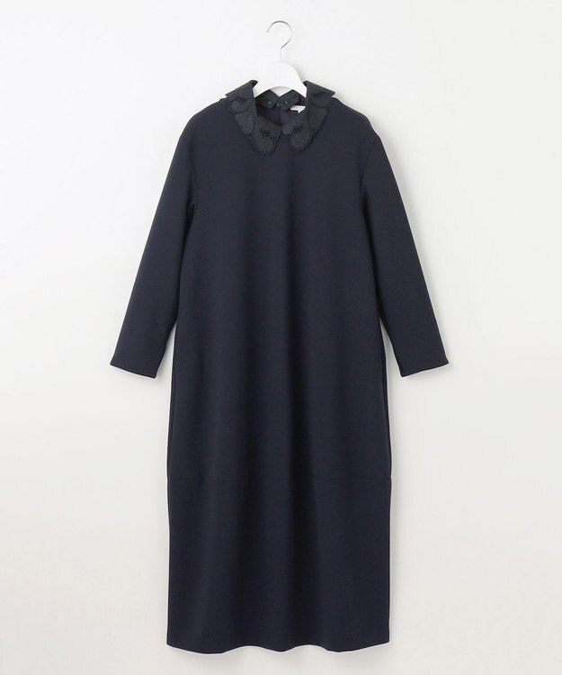 23区 S 【R(アール)】ダブルクロス レース襟 ワンピース ネイビー系