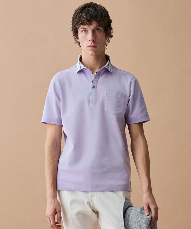 JOSEPH ABBOUD 【愛されて21年！オーガニックコットン使用】ダディ ポロシャツ ライラック系