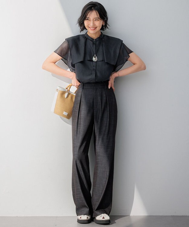 23区 ドロップシェル ネックレス ブラック系