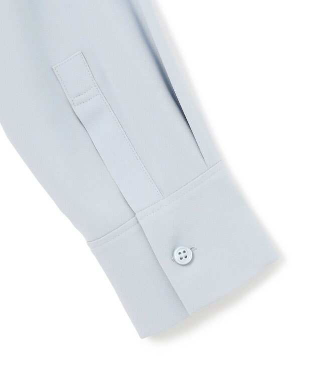 ICB L 【UVケア・速乾・洗える】BackSatinAmunzen バンドカラーブラウス サックスブルー系