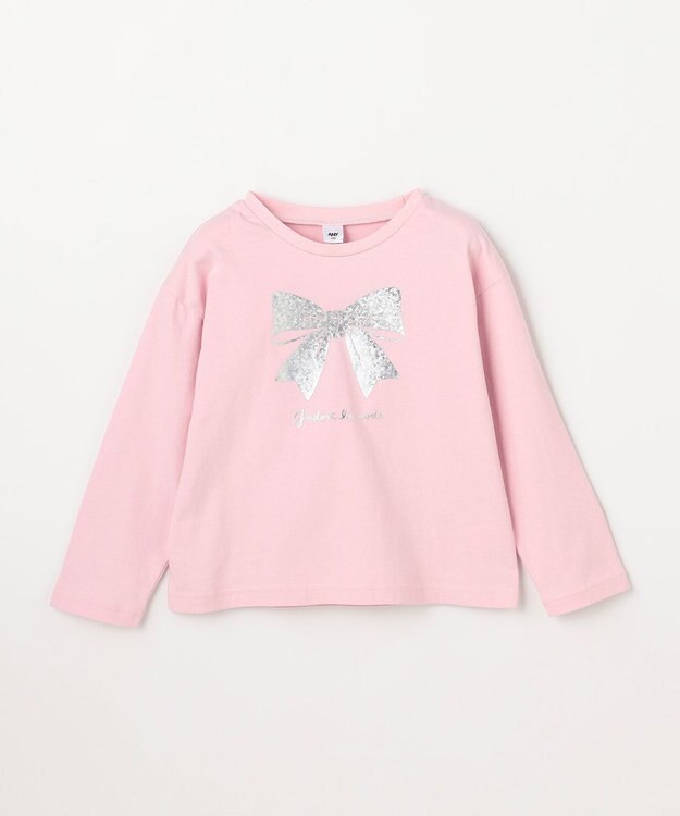 ANY KIDS 【綿100%】リボンアソート 長袖Tシャツ ピンク