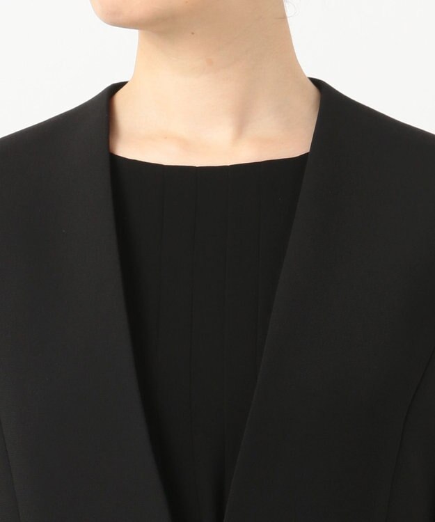 組曲 NOIR 【洗える】ウォッシャブルストレッチバックサテン ジャケット＋ワンピース ブラック系