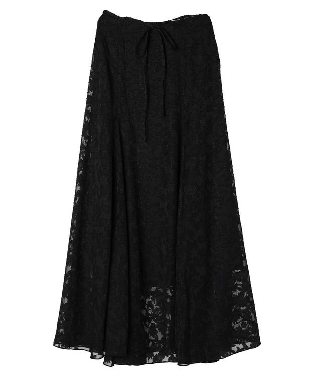 Green Parks シアージャガード花柄ボリュームスカート Black