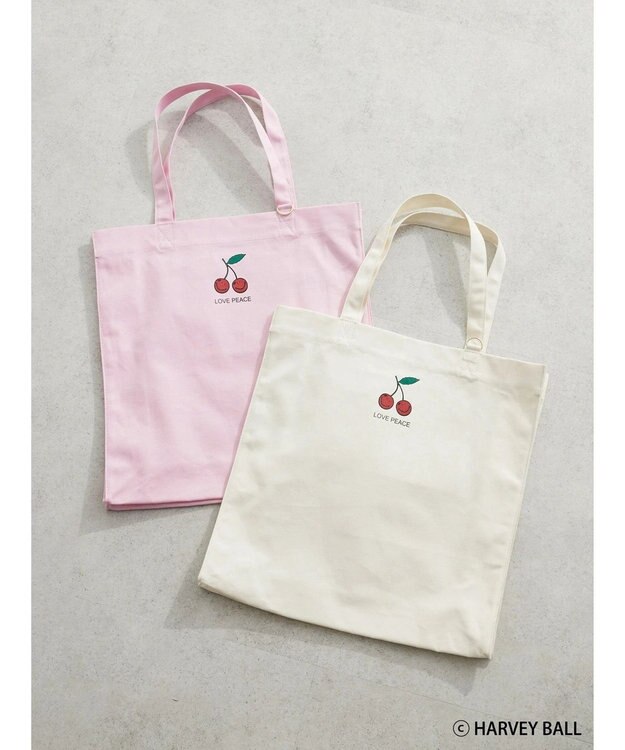 Green Parks Ｓｍｉｌｅｙ　Ｆａｃｅ／チェリープリントＢｉｇトートバック Off White