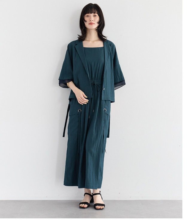 YECCA VECCA 【UVカット/遮熱/接触冷感】COOL袖シアージャケット Blue Green