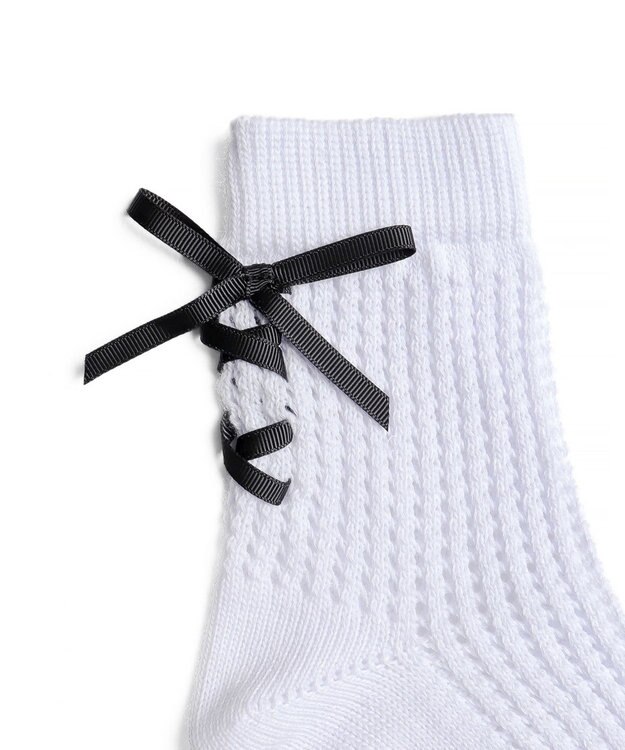 WEGO レースアップリボンソックス ホワイト