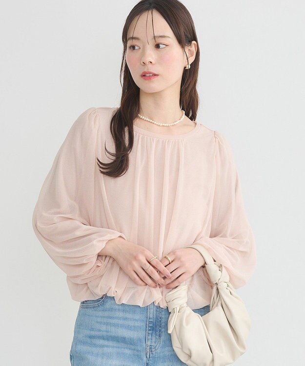 earth music&ecology シアーバルーンプルオーバー Pink Beige