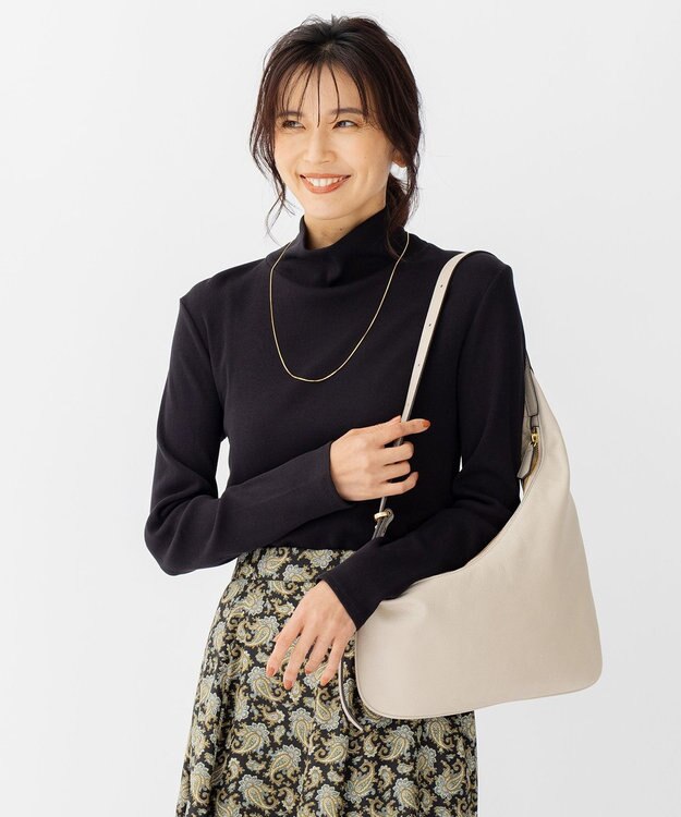 23区 S オーガニックコットンリブ タートルネック カットソー ブラック系