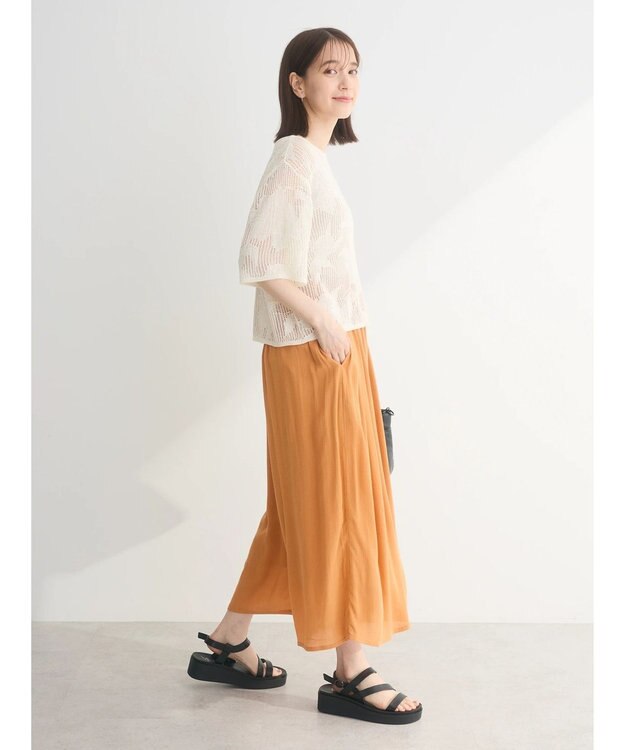 Green Parks 花柄メッシュニットプルオーバー Off White