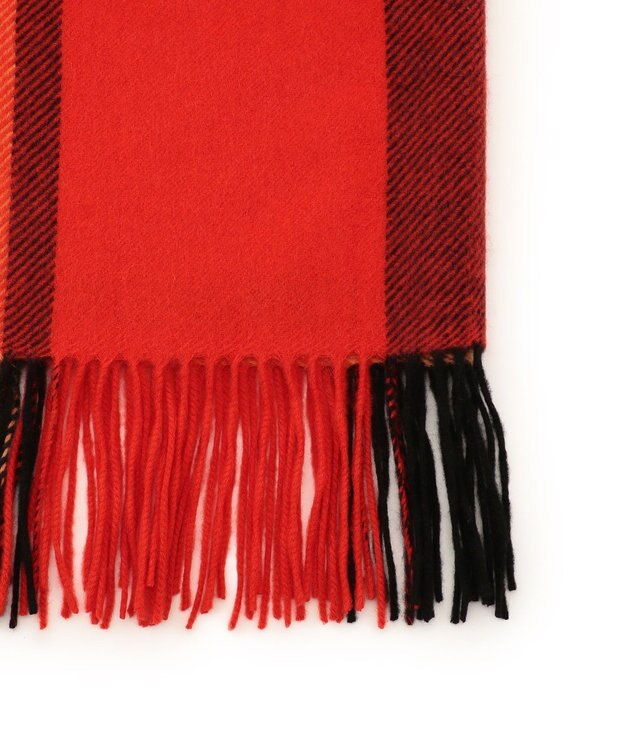 23区 カシミヤ チェック ストール オレンジ系