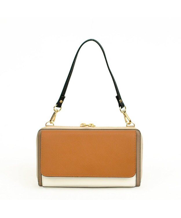 UNBILLION カシュカシュ cachecache / WEB限定カラーコンビウォレットショルダーバッグ キャメル