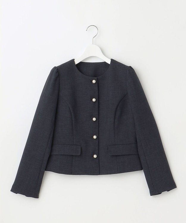 Feroux 【洗える】パールボタンジャケット×スカート セットアップ ネイビー系