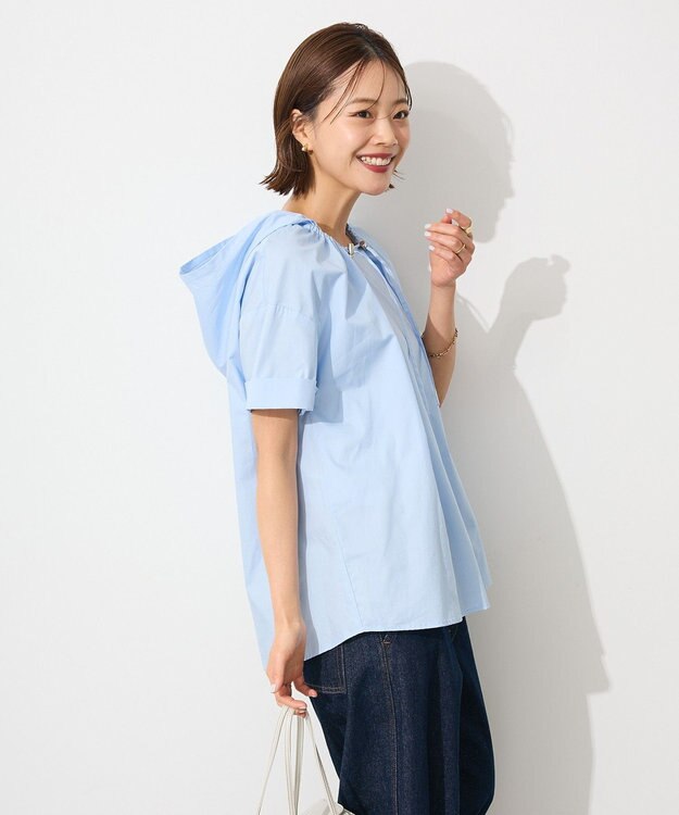 CRAFT STANDARD BOUTIQUE オーバーサイジングフード付きシャツ Light Blue