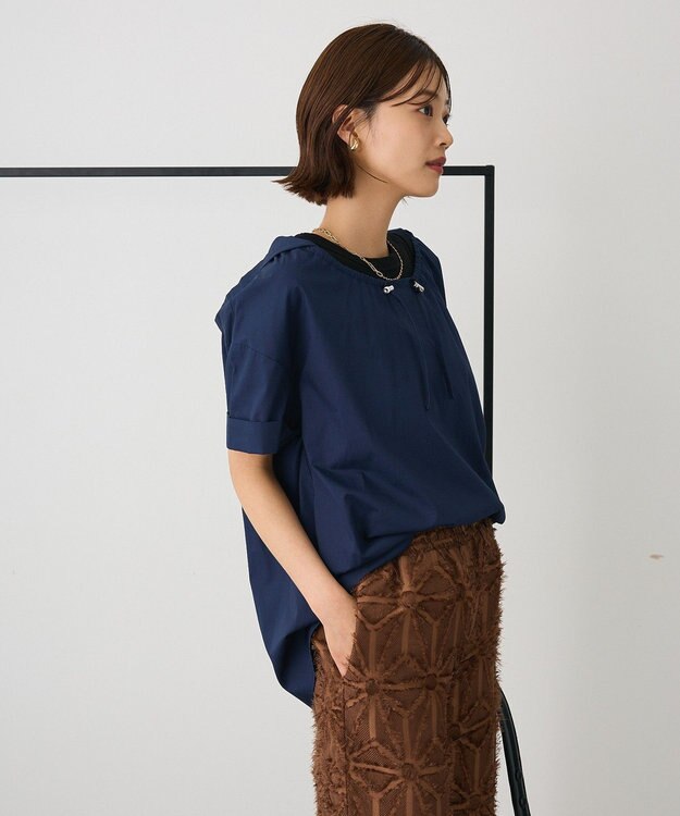 CRAFT STANDARD BOUTIQUE オーバーサイジングフード付きシャツ Navy