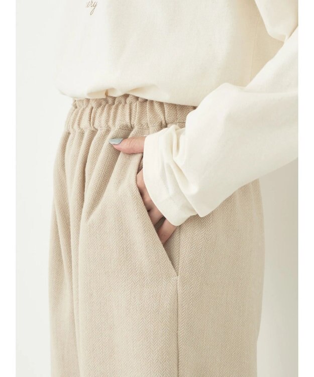 earth music&ecology ヘリンボーンイージーパンツ Ivory