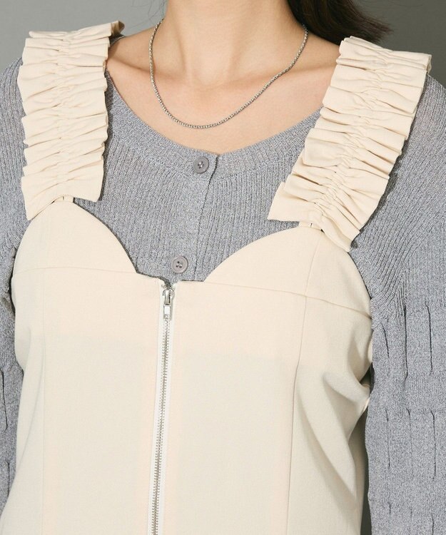 Green Parks フロントジップキャミワンピース Ivory