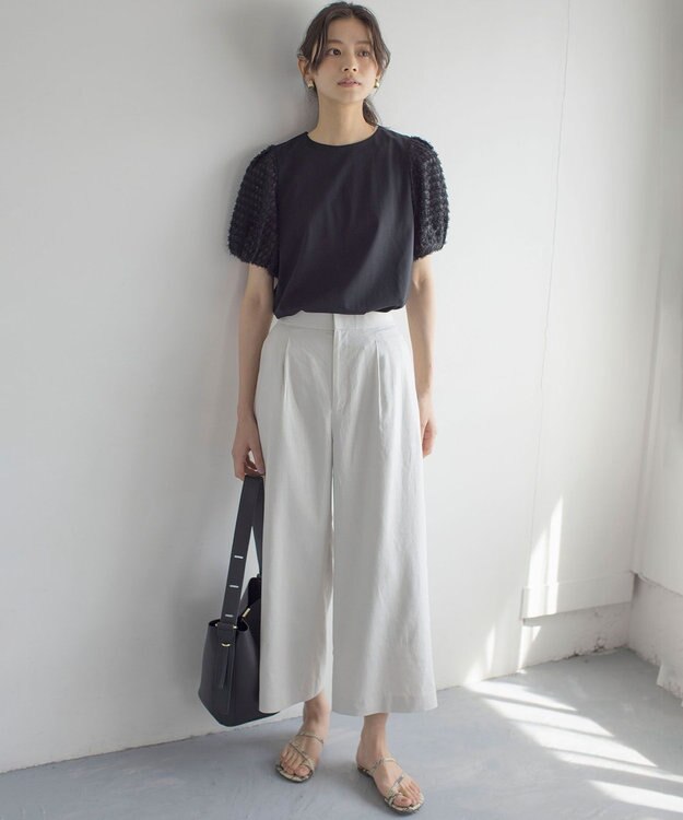 組曲 S 華感コンビネーションスリーブ カットソー ブラック系