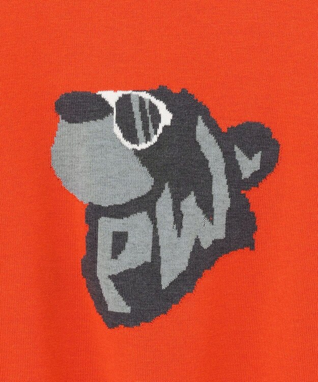 PW CIRCULUS 【WOMEN】【洗える】ベアフェイスモチーフ クルーネック ニット オレンジ系