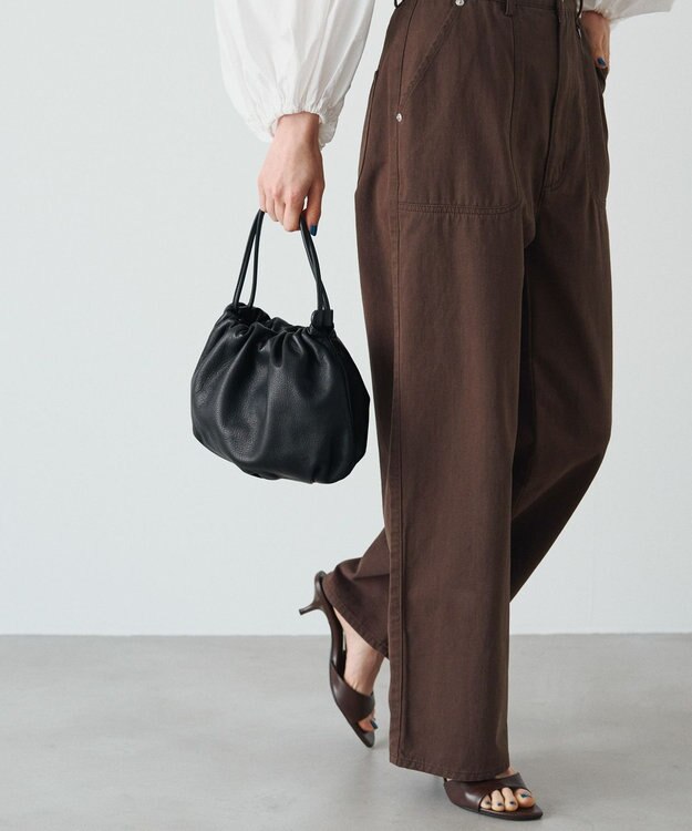 russet レザー巾着4WAYショルダーバッグ(CE-1454) Black