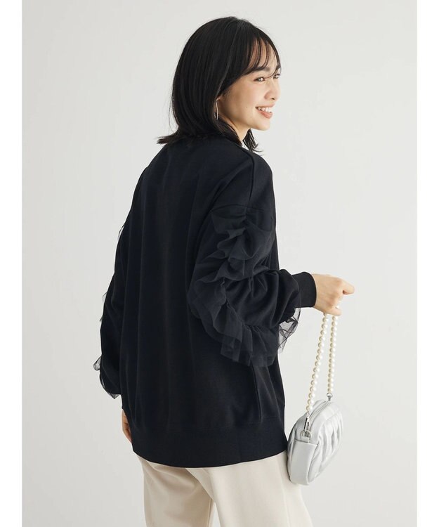 Green Parks ・ＳＵＧＡＲ　ＳＰＯＯＮ　チュールフリルプルオーバー Black