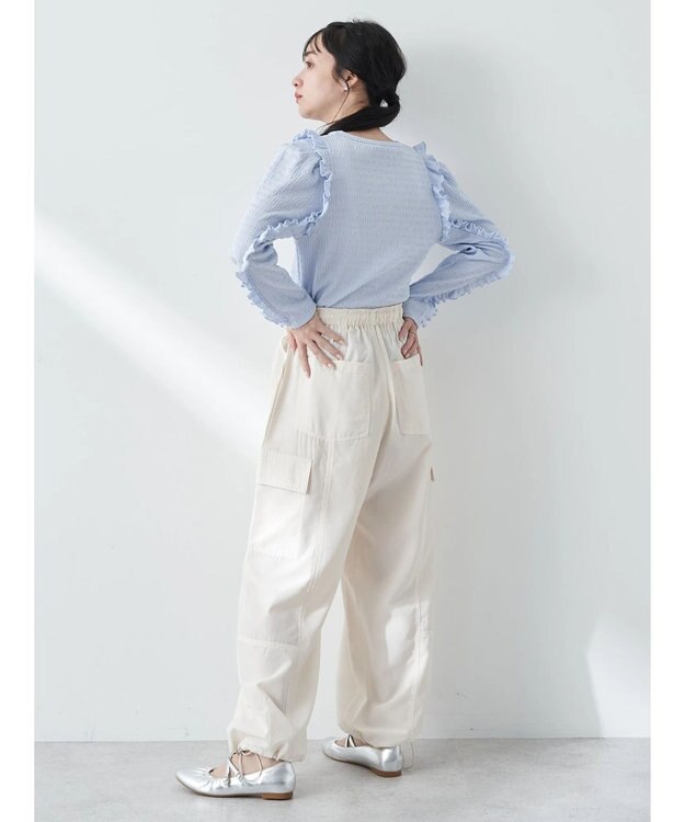 earth music&ecology シャーリングカットプルオーバー Blue