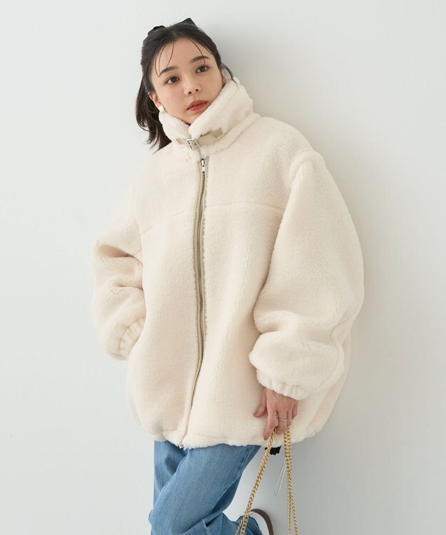 earth music&ecology ボアルーズブルゾン アイボリー