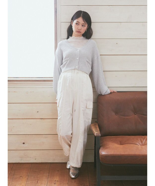 earth music&ecology ポコポコヤーンショートカーディガン Light Gray