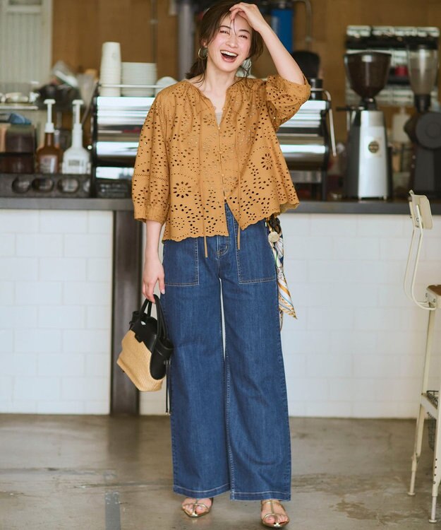 23区 【見上愛さん着用】23区 Summer DENIM ベイカーパンツ ウォッシュドブルー系