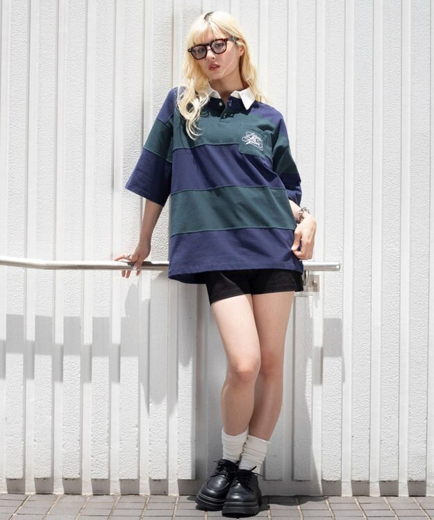 WEGO 【ユニセックス着用ITEM】ナンバリングラガーシャツ ダークグリーン