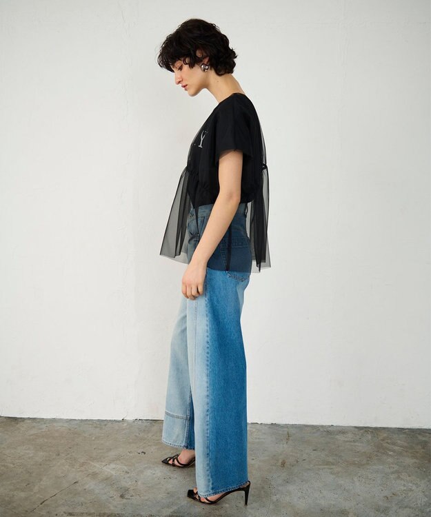 GRACE CONTINENTAL チュールレイヤードトップ ブラック