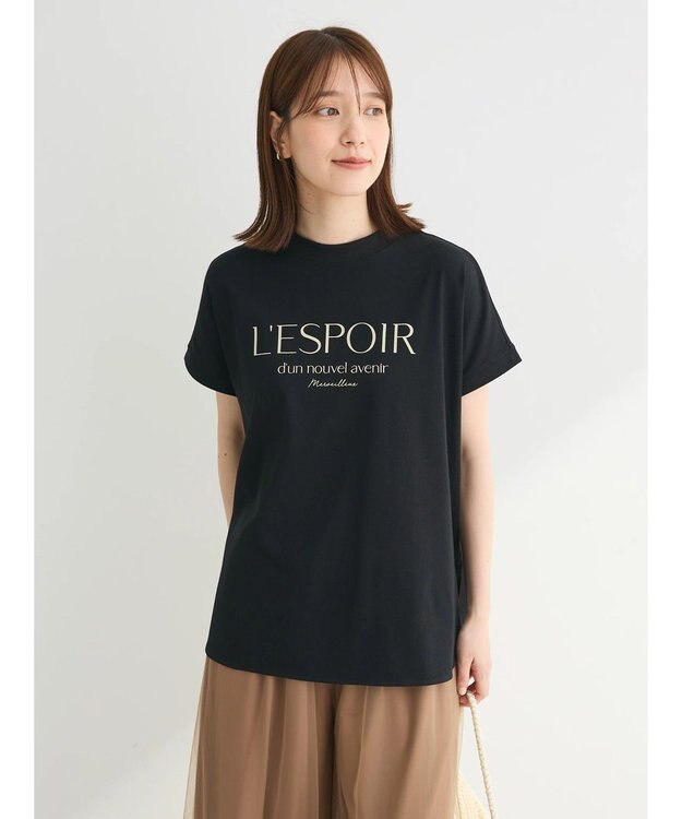 Green Parks 汗染み防止フレンチスリーブロゴＴシャツ Black