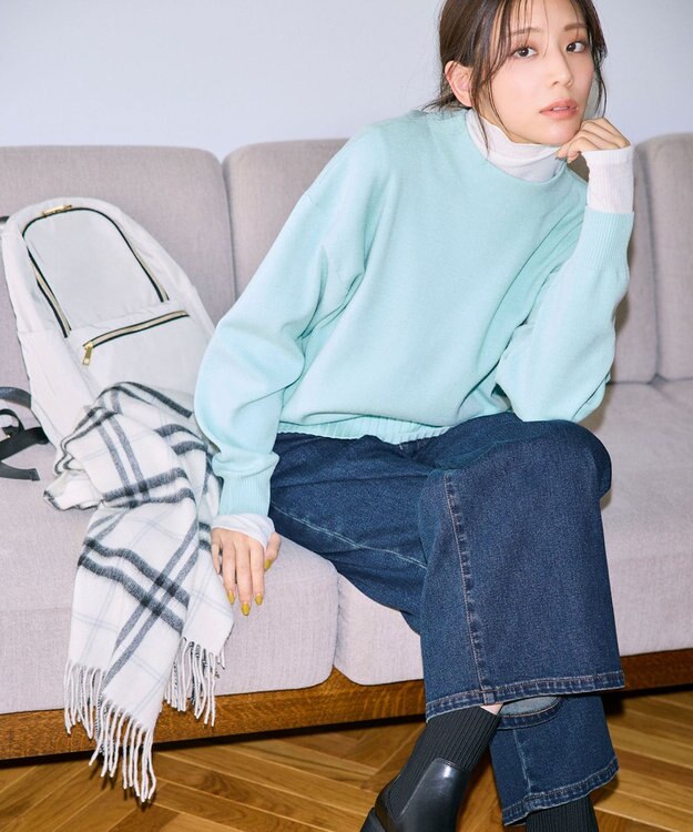 ANY 【ウエストゴム】タックワイドデニム インディゴ