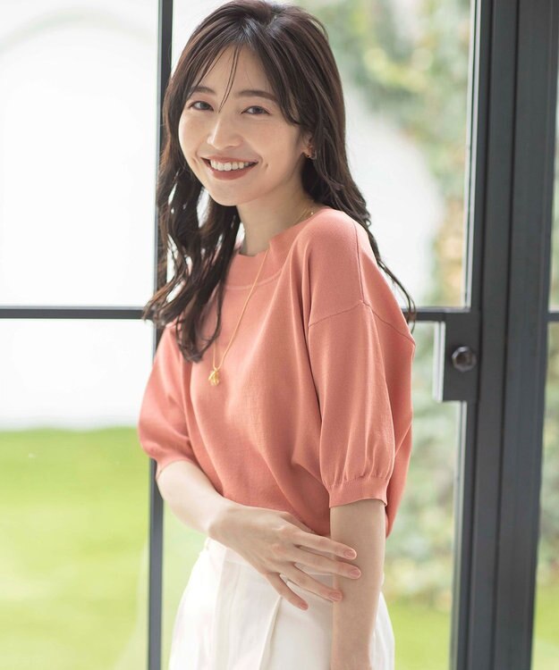 ANY SIS 【接触冷感・UVケア】フロント切替 プルオーバー コーラル