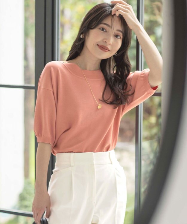 ANY SIS 【接触冷感・UVケア】フロント切替 プルオーバー コーラル