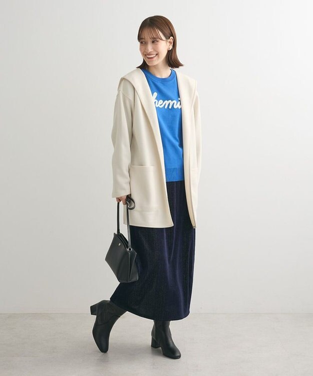 Green Parks ラメベロアＩラインスカート Navy