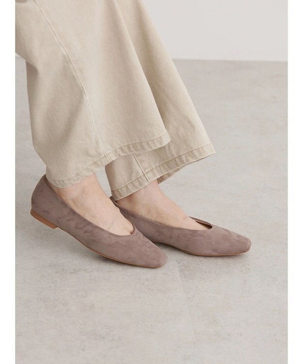 AMERICAN HOLIC 【整履き】スクエアトゥスェードフラットシューズ Light Beige