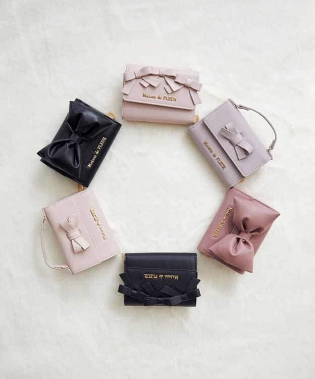 Maison de FLEUR ハンドル付きリボンウォレット Lavender