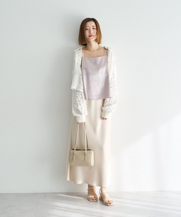 YECCA VECCA サテンフレアスカート Ivory