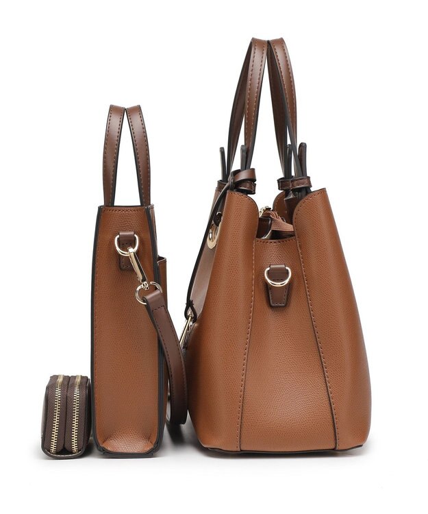 style code 【MERCURYDUO/マーキュリーデュオ】限定3点セット　①キーリング付両アオリハンドバッグ、②縦長ショルダーバッグパスポート入れ、③Wファスナースマートキーケース キャメル